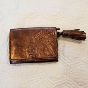 Vtg Y2K Juicy Couture metallic copper leather wallet